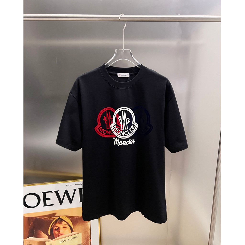 Moncler/Moncler 2026 เสื้อยืดแขนสั้นคอกลมสไตล์คู่ผู้ชายสไตล์Basicสไตล์ญี่ปุ่นHeavy Co-Branded Nicheอ