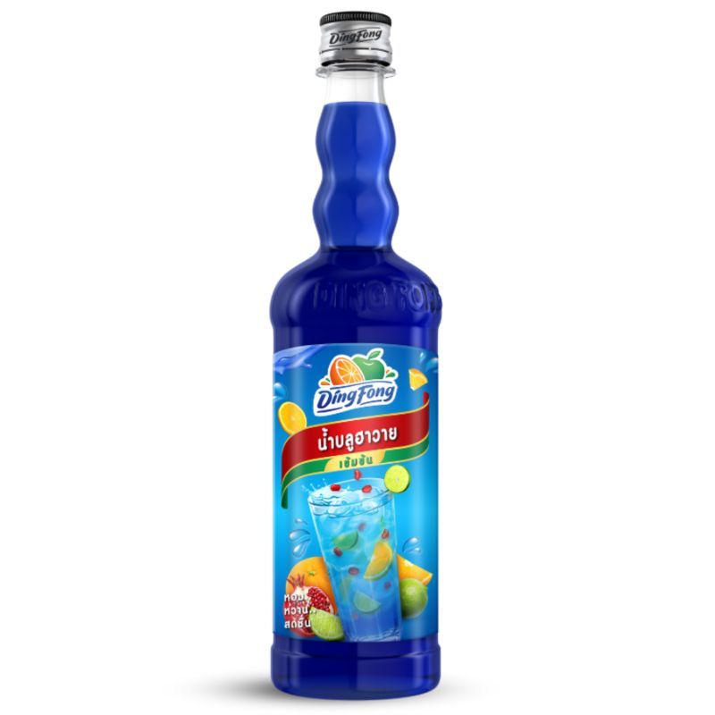 ติ่งฟงน้ำหวานเข้มข้นบลูฮาวาย 760มล. Ding Fong Concentrated Blue Hawaii 760ml. [หมายเลขบาร์โค้ด 8858732821071]
