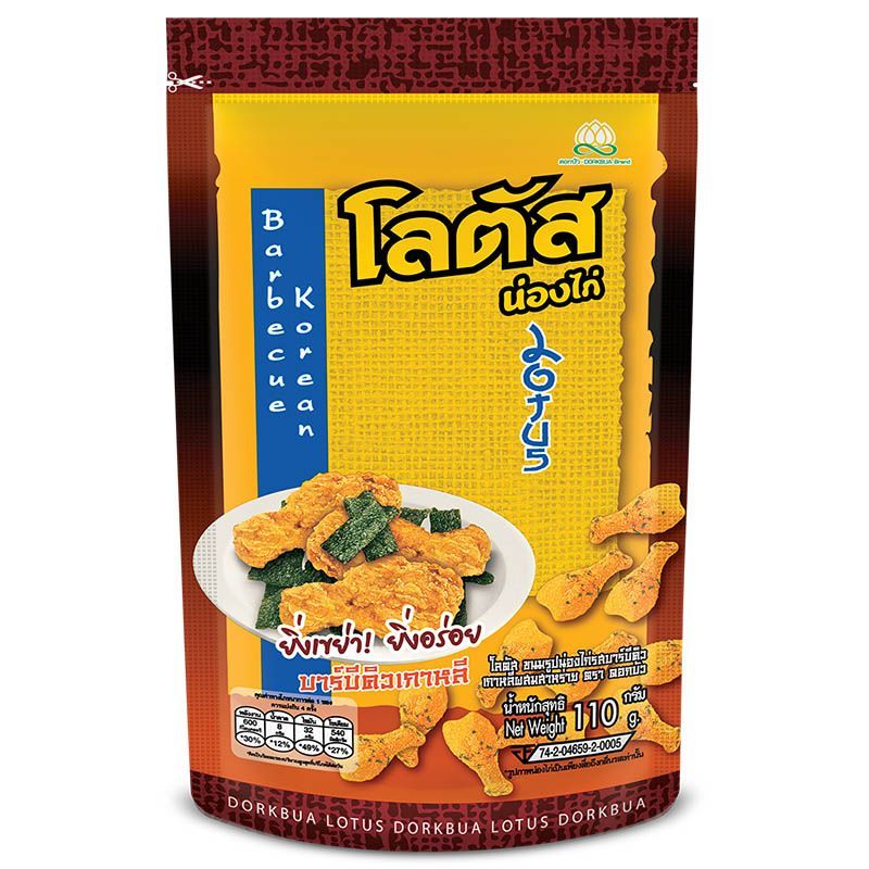 โลตัสขนมน่องไก่รสบาร์บีคิวเกาหลี 110กรัม Lotus Drumstick BBQ Korean 110g. [หมายเลขบาร์โค้ด 8850157514507]