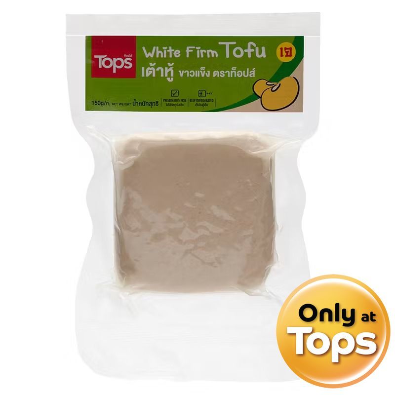 ท็อปส์เต้าหู้ขาวแข็ง 150กรัม Tops White Firm Tofu 150g. [หมายเลขบาร์โค้ด 8853474022151]