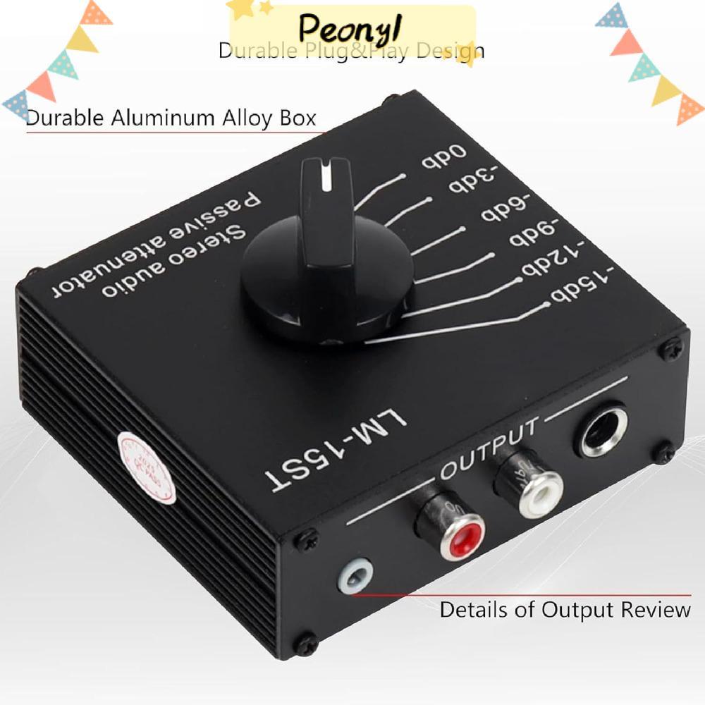 PEONY Passive Stereo Sound Attenuator, 6 โหมดสลับ 15db ถึง 0db 3.5 มม.6.35 มม.และสําหรับอินเทอร์เฟซ 