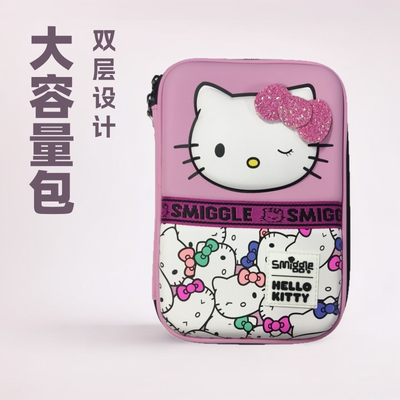 ออสเตรเลีย smiggle กระเป๋านักเรียน Student Large Capacity kt Cat Backpack tritan Stationery Box Doub