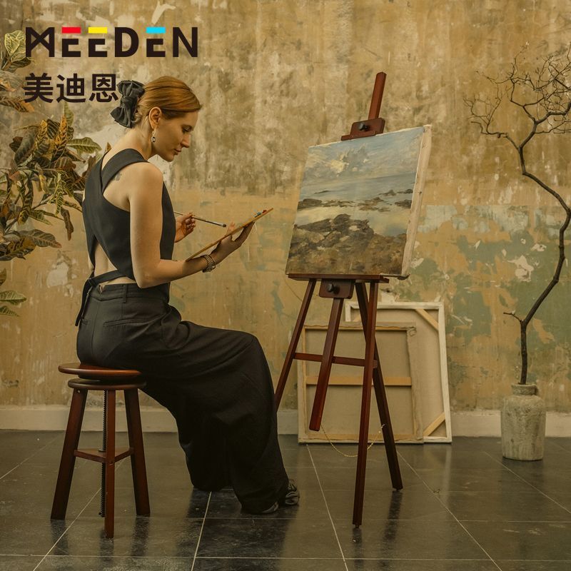 MEEDEN MEEDEN ขาตั้ง Beech ขาตั้งไม้เนื้อแข็งประเภทชั้นพับขาตั้งจอแสดงผลศิลปินนักเรียนศิลปะโดยเฉพาะ