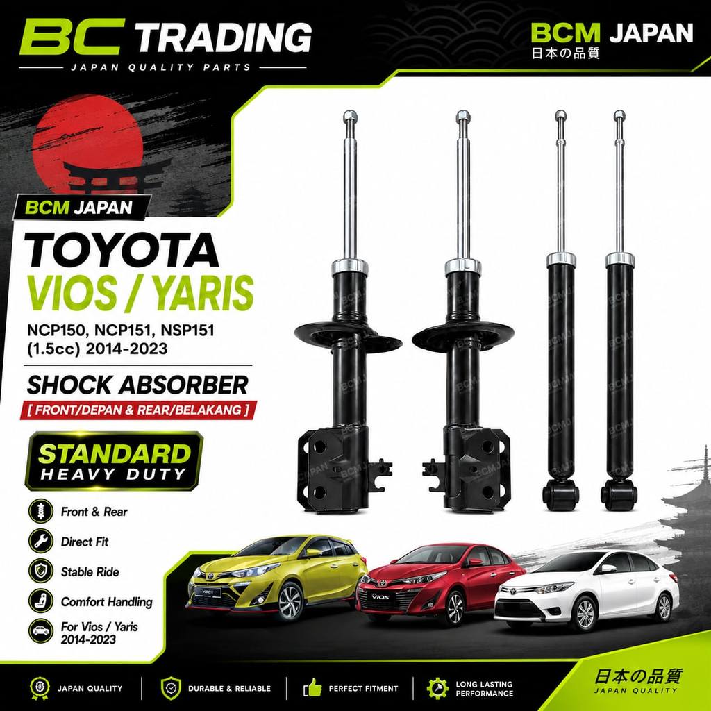 Toyota Vios NCP150 NCP151 NSP151 Yaris NSP151 1.5 14-23 BCM JAPAN โช้คอัพหน้าและหลัง Depan Belakang