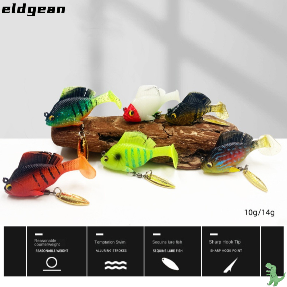 ELDGEAN เหยื่อเบสนุ่มพร้อมตะขอตะกั่ว เหยื่อว่ายน้ํา Dark Sleeper Swimbait เหยื่อซิลิโคนอ่อนนุ่ม Jig 
