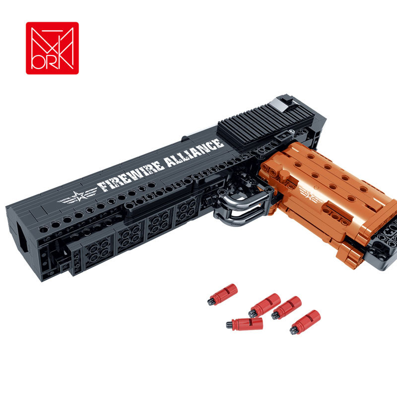 XMORK Firewire Alliance Desert Eagle Pistol Building Blocks 555 ชิ้น DIY ทหารอิฐยิงของเล่นสําหรับของ