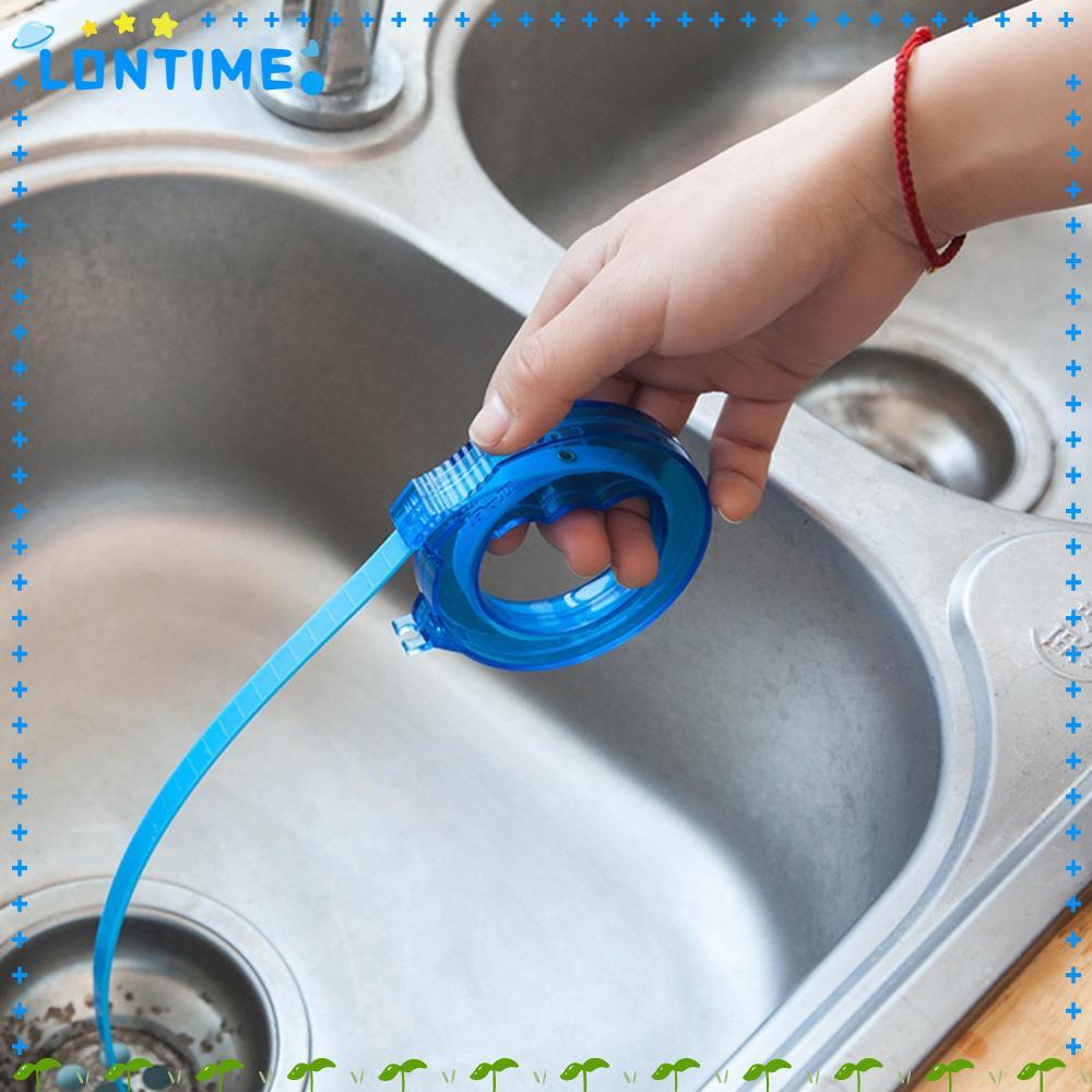 LONTIME Drain Snake Auger, Blue ABS Drain Hair Remover, ความหนาสะดวก 1.5 ซม.ท่อทําความสะอาดเครื่องมื