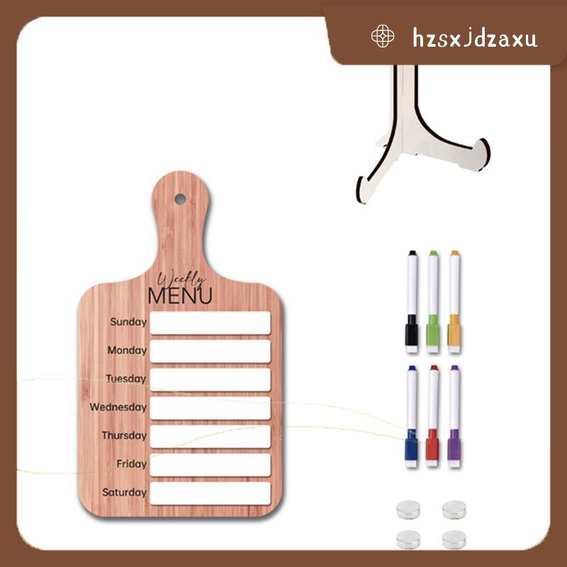 hzsxjdzaxuFridge Meal Planner, Weekly Meal Prep Board - กระดานวางแผนตู้เย็นไม้แม่เหล็กสําหรับห้องครั