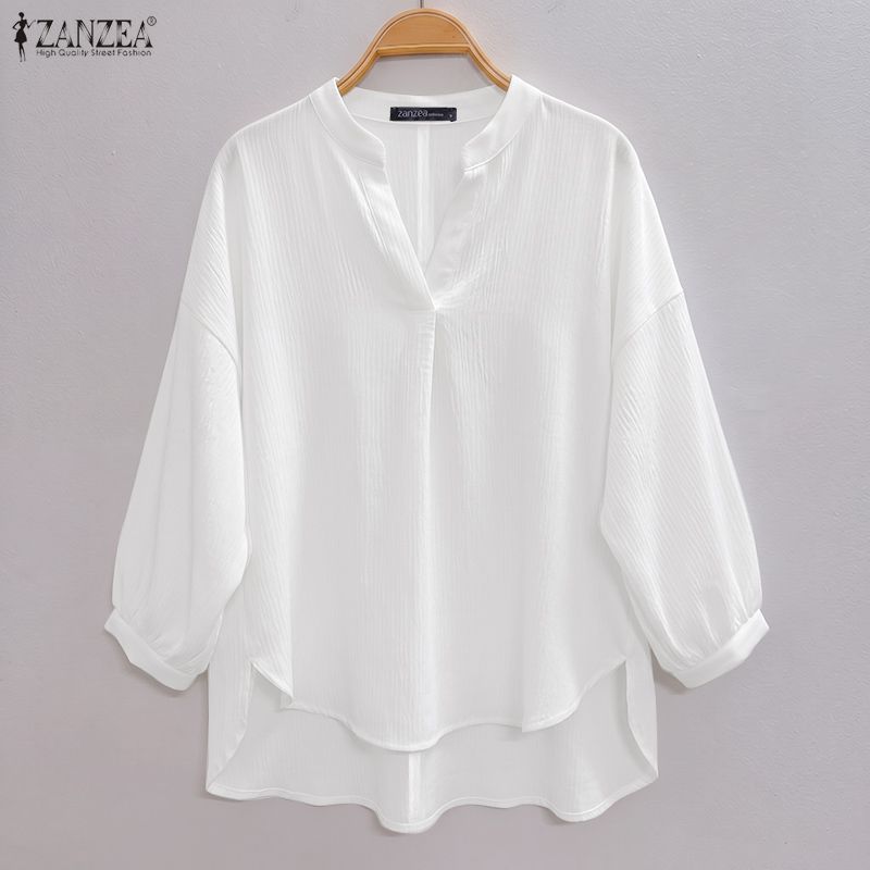 ZANZEA เสื้อเบลาส์คอวีแขนยาวสูงเกาหลีสําหรับผู้หญิง — صورة 6