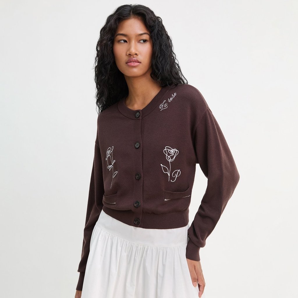 [Pomelo] เสื้อคาร์ดิแกนพิมพ์ลายดอกกุหลาบ / Rose Print Cardigan — صورة 7