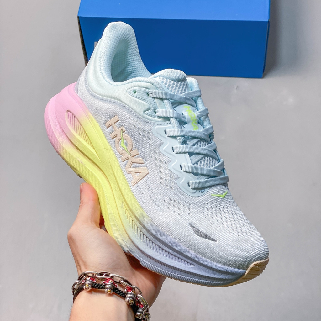 HOKA Bondi 9 รองเท้าวิ่งสําหรับผู้หญิงน้ําหนักเบาหนาเบาะระบายอากาศรองเท้าผ้าใบดูดซับแรงกระแทก