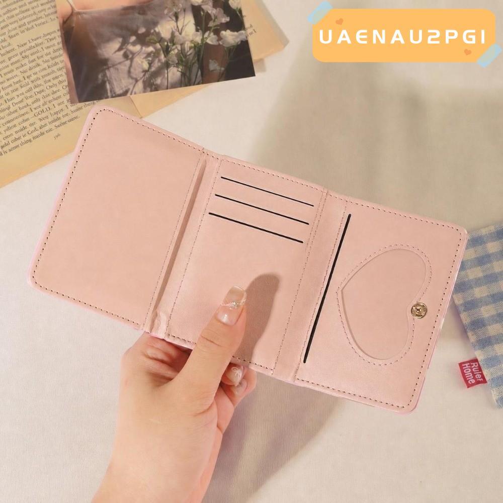 UAENAU2PG1 Trifold Wallet, Multi-Pocket Polka Dot Pattern Credit Card Holder, Casual Glossy PU Leath