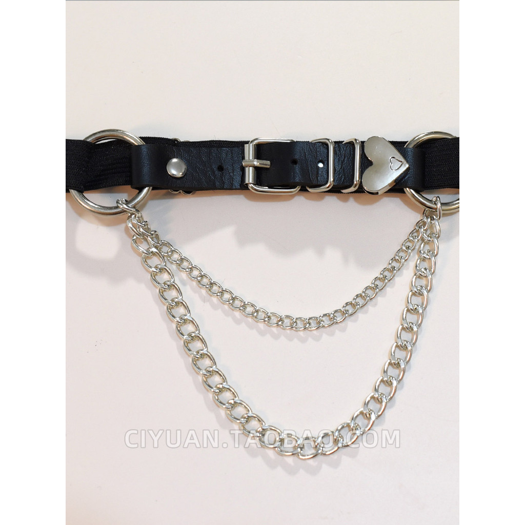 Lolita Lolita Lolita Lolita Cyberpunk Gothic Wasteland Chain ขาสีดําหนังขากางเกงขายาวขาแหวนอุปกรณ์เส