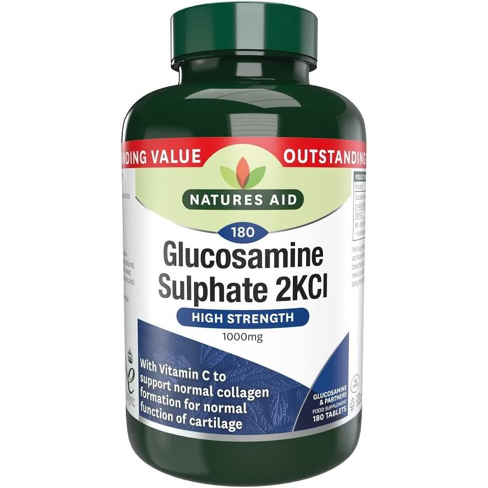 Natures Aid Glucosamine Sulthae 2KCl 1000mg – พอร์ตร่วมความแข็งแรงสูงพร้อมวิตามินซีขยาย – ช่วยระดมทุ