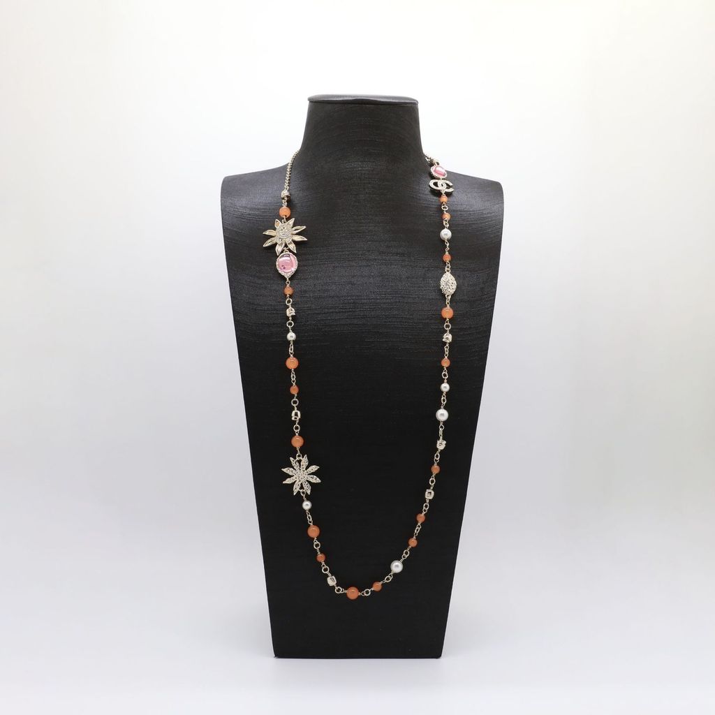 Chan ผู้หญิงแฟชั่น Retro คริสตัลสีสันสดใสดอกทานตะวัน Double C Rhinestone Pearl Double Layer เสื้อกัน