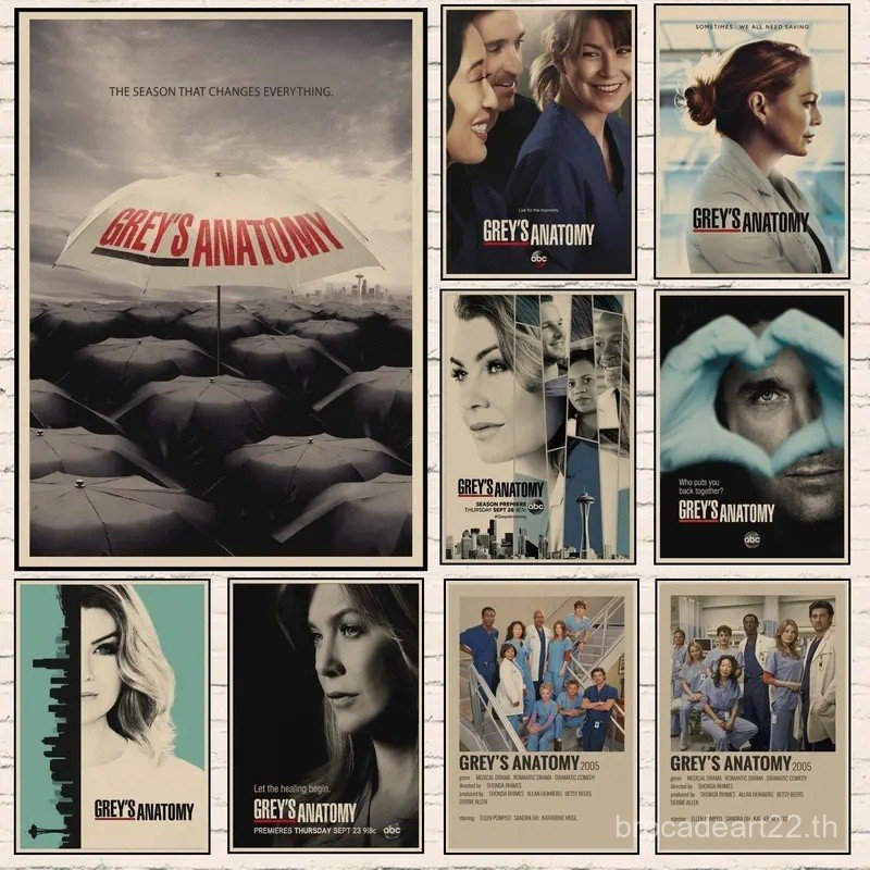 Greys Anatomy TV Series Retro โปสเตอร์ Vintage กระดาษคราฟท์ Wall Art Decor สําหรับ Home Bar Cafe ตกแ