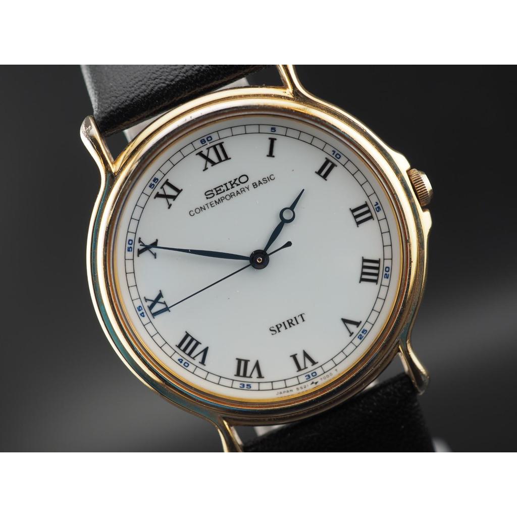 Vintage 1988 N MINT Seiko Spirit 5S21-7000 Sweep Second Roman Qz 34mm Mens Watch