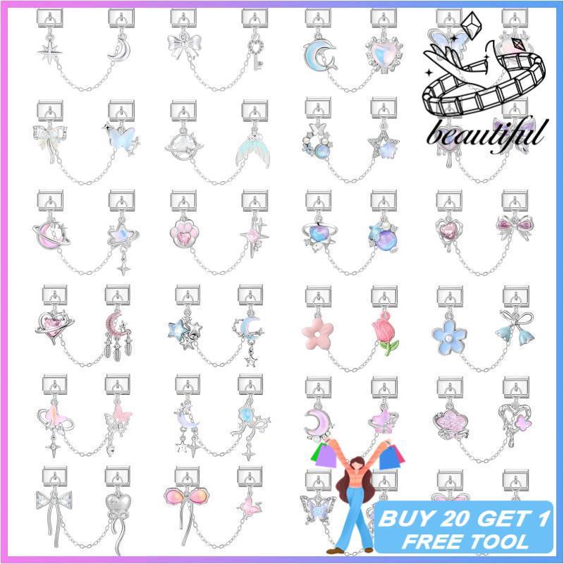 ขายร้อนจี้เงินอิตาเลี่ยน Charm สร้อยข้อมือ Fit 9 มม.สร้อยข้อมือสแตนเลส DIY เครื่องประดับทําอุปกรณ์เสริม Retro บุคลิกภาพโมดูลสร้อยข้อมืออุปกรณ์เสริม