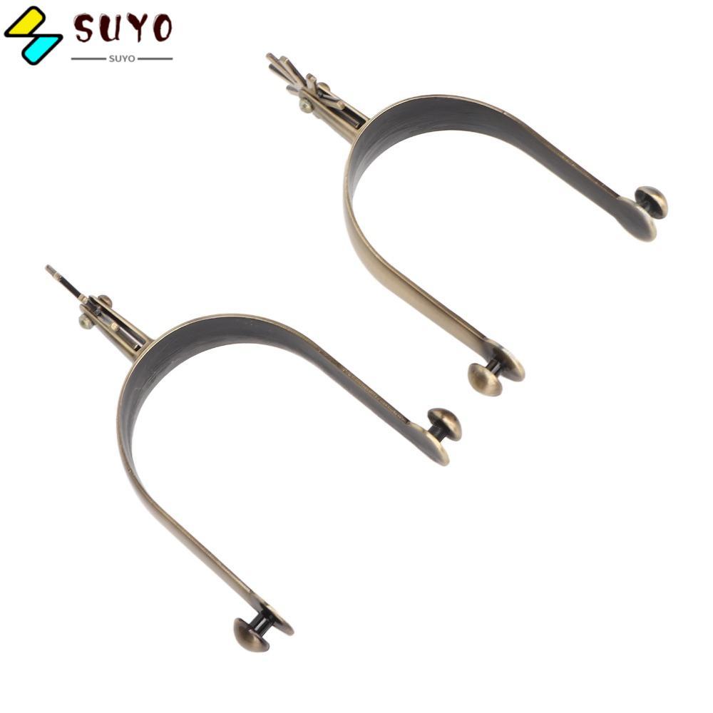 SUYO 2 ชิ้น Horse Spurs, ทองเหลือง Bronze Vintage Western Spurs, ทนทานหมุนได้เกียร์ Rust Proof สังกะ