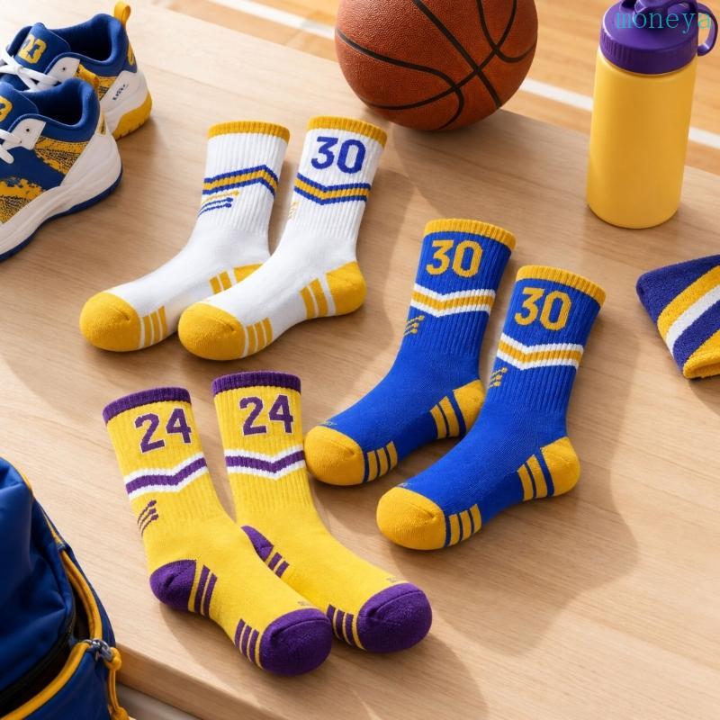 Mya Kids Athletic Socks for Boys Basketball Style Crew Socks for Play