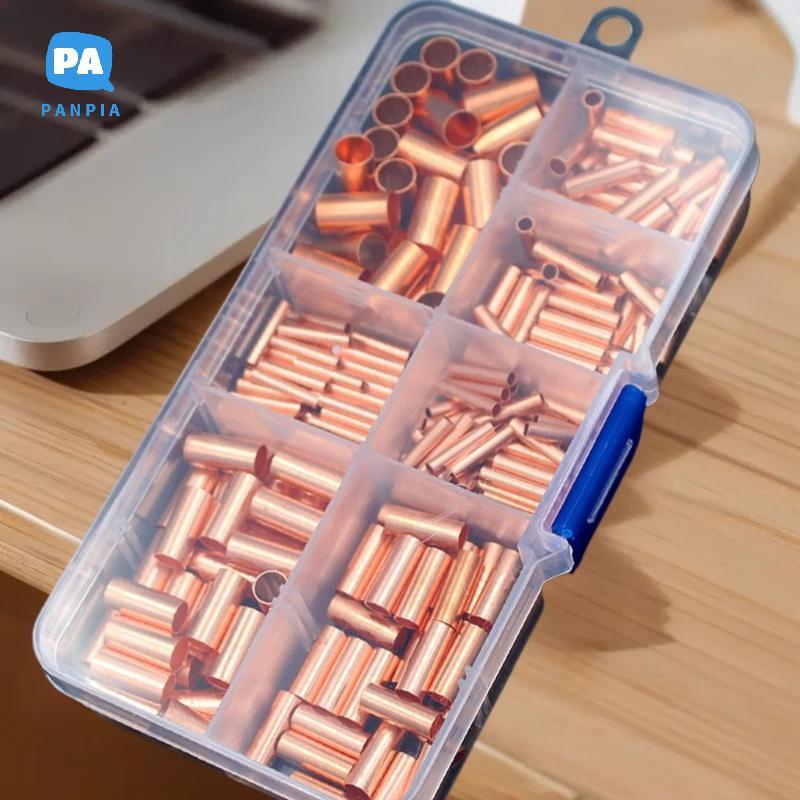 [NBI] 125/250/414/578 ชิ้น Non ฉนวนไฟฟ้า Butt Terminal Assortment Kit Wire Ferrules ชุด 7 ขนาดทองแดง