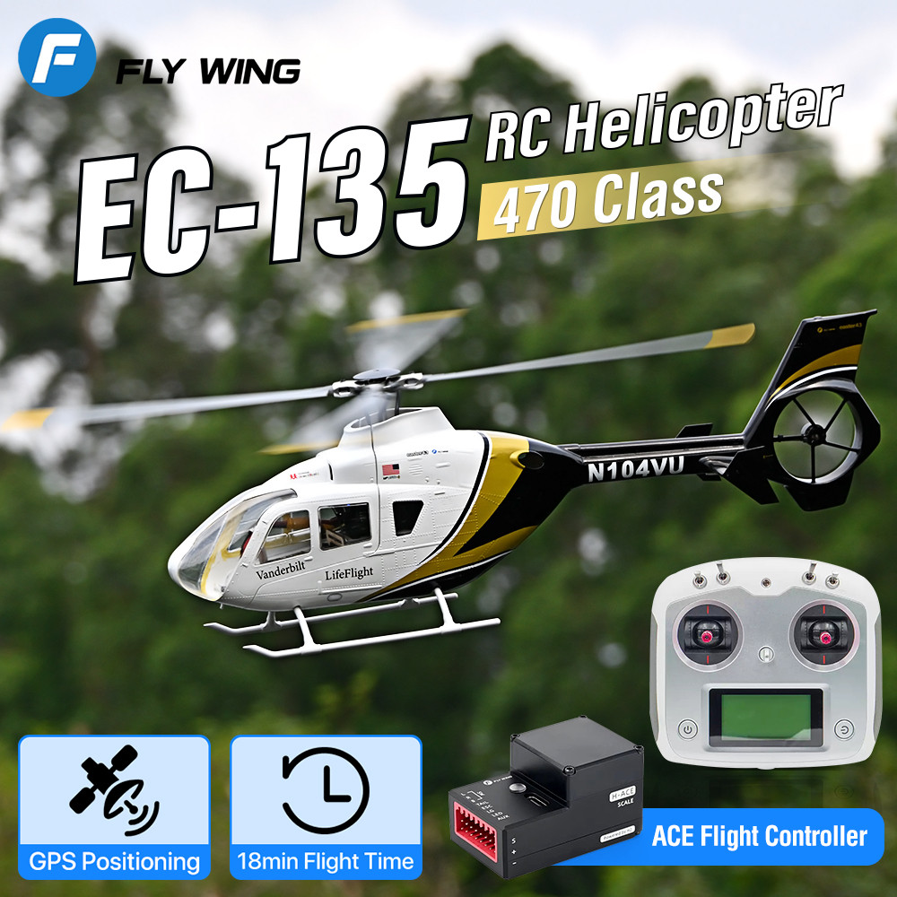 FLYWING EC‐135 RC เฮลิคอปเตอร์ 470-ระดับ Scale ACE Flight Controller พร้อม M10 GPS ATT การเสถียรด้วย