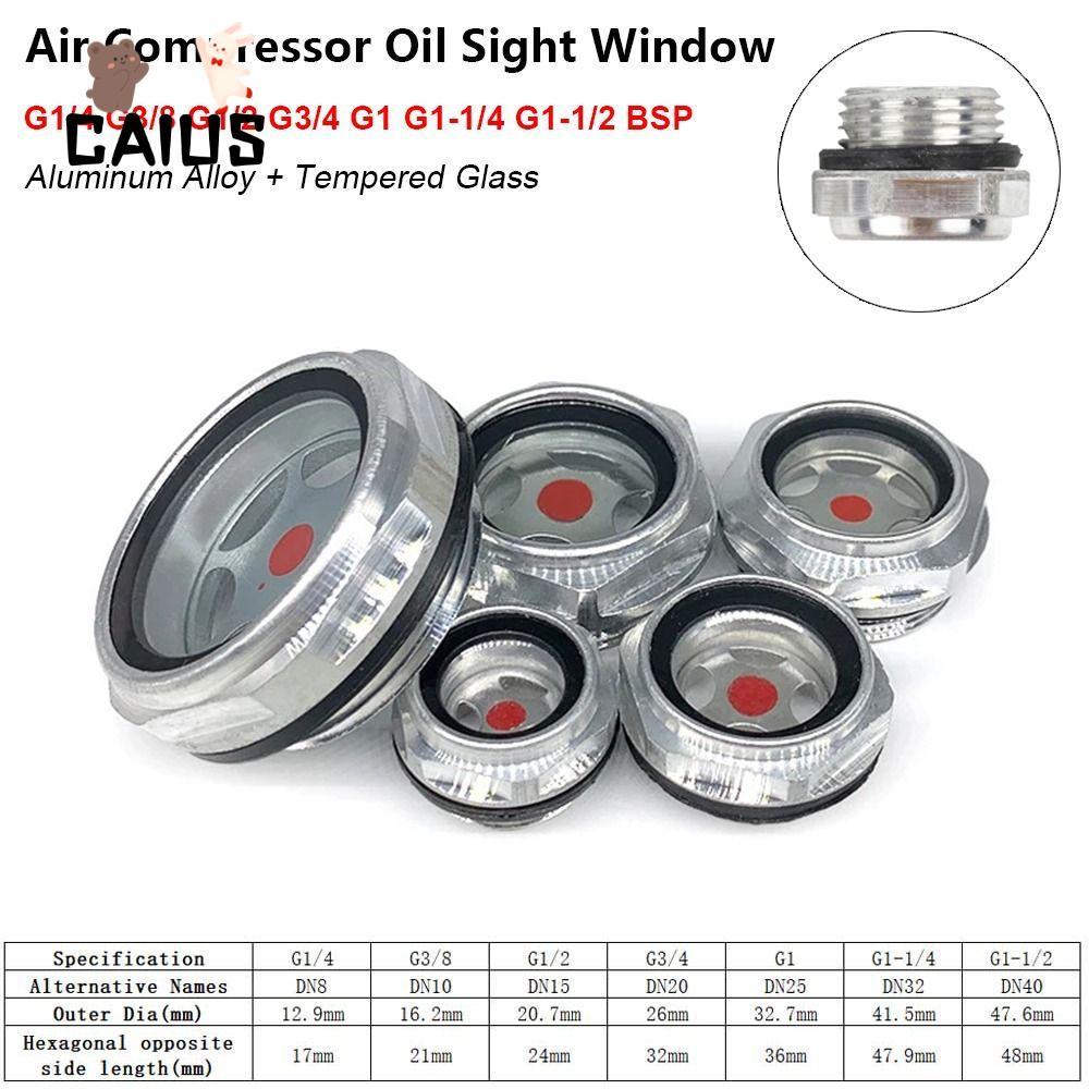 คาอุส‌ 1 ชิ้น Oil Sight Window, G1/4 G3/8 G1/2 G3/4 อลูมิเนียมระดับน้ํามัน Sight Glass, กระจกนิรภัย 
