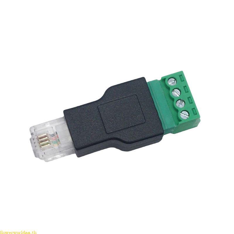 Flowerworldaa RJ11 Male to 4 Pin Connector Terminal Plug Ethernet Video Connector