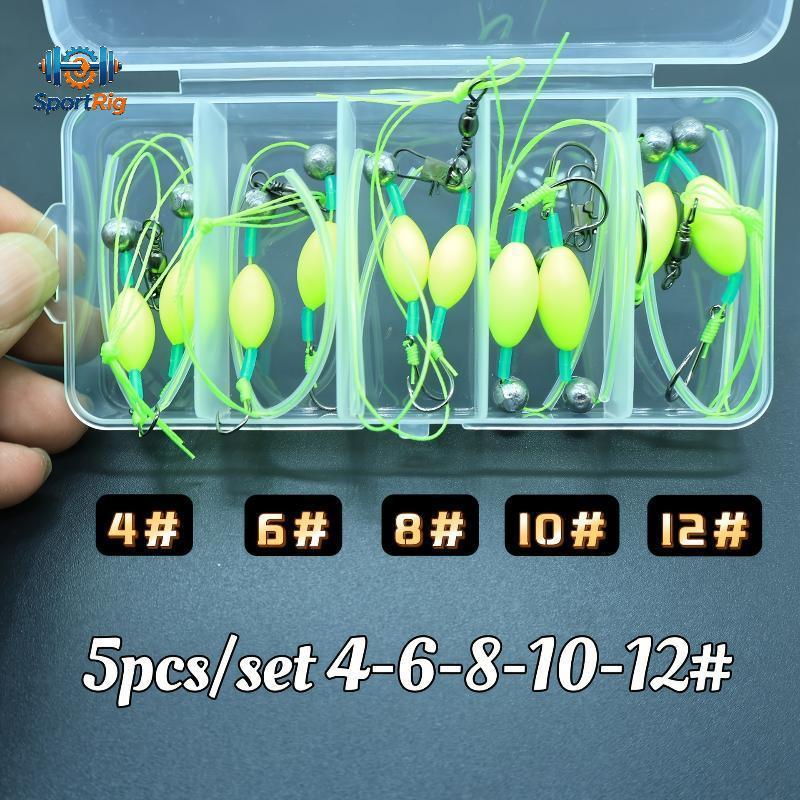 [coag-t] ชุดตะขอตกปลาคู่แสง 5 ชิ้น Anti-Glare Ise Ni Design 5 ขนาด 4#-12 # สําหรับการใช้งานตกปลากลาง