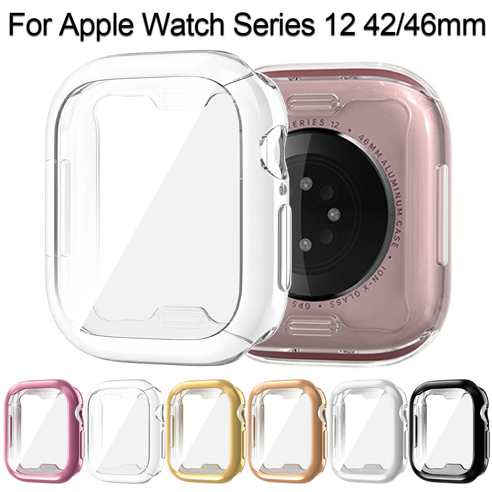 TPU Soft Case Full Screen Protector สําหรับ Apple Watch Series 12 46 มม.42 มม.Iwatch 12 อุปกรณ์เสริม