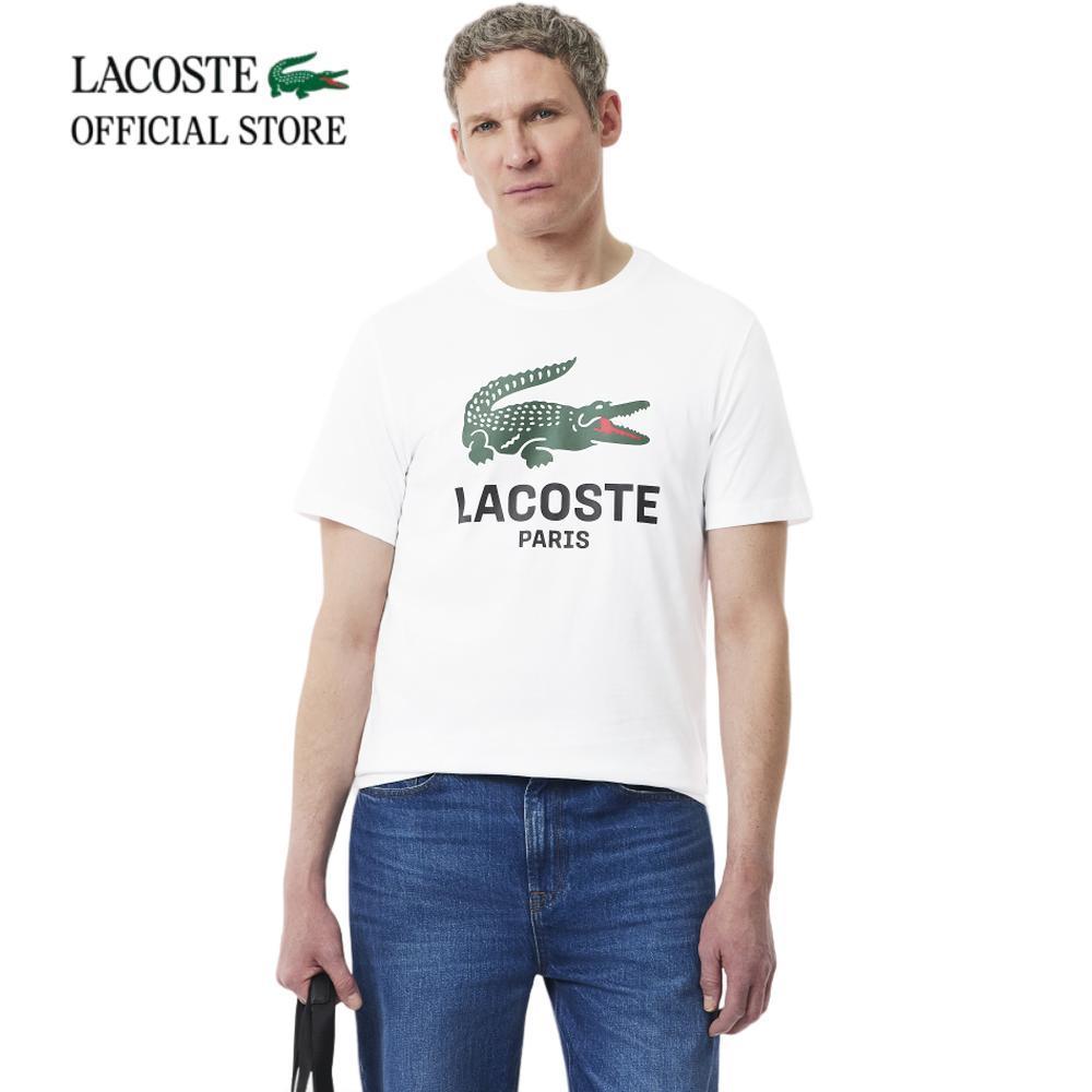 LACOSTE เสื้อยืดผู้ชาย PRINTED COTTON T-SHIRT รุ่น TH9071 - WHITE