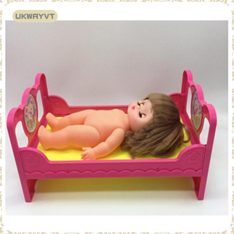 [ukwryvt] Sweet Single Bed Baby Bedroom Furniture Accessory for Dolls ของเล่นเด็ก สีแดง