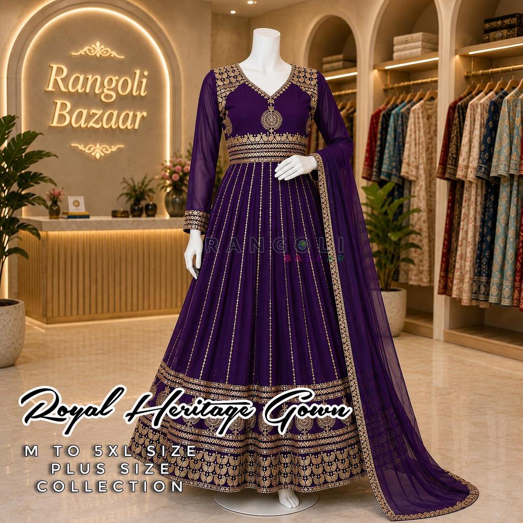 D-No-59 Royal Heritage Anarkali Gown สําหรับผู้หญิง Premium Festive Wear โดย RANGOLI BAZAAR