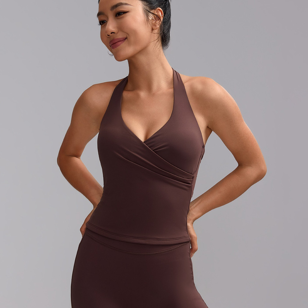 【LASYYOGA】 Sport Bra แบบครอส V ดีไซน์ Halter สำหรับการออกกำลังกาย ซัพพอร์ตได้ดี ระบายอากาศและแห้งไว เหมาะกับการใช้งานในฟิตเนส