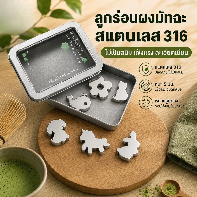 ที่ร่อนผงมัทฉะ Matcha sieve bead storage box สแตนเลส 316 เกรดอาหาร กันสนิม ร่อนผงชาเขียว ผงโกโก้ กล่องเก็บผง