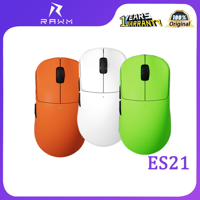 RAWM ES21PRO dualmode น้ําหนักเบา PAW3950 เมาส์วิดีโอเกม 8k ไร้สาย