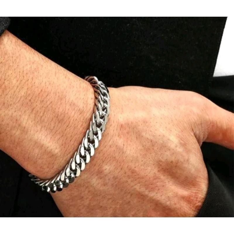 PUNK STYLE SILVER TITANIUM BRACELET/MAHO MENS BRACELET