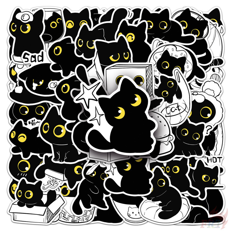 ❉ สติ๊กเกอร์ชุดแมวดําตลก 03 ❉ 50 ชิ้น/เซ็ตกันน้ํา DIY Fashion Decals สติ๊กเกอร์ Doodle