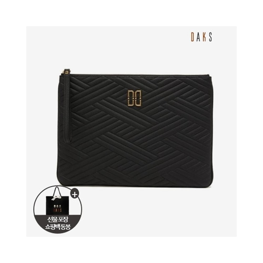 Korea Direct Mail [DARKSกระเป๋าเดินทาง] สีดํา Quilted with DD Trademark Clutch Bag DCBA1E368BK