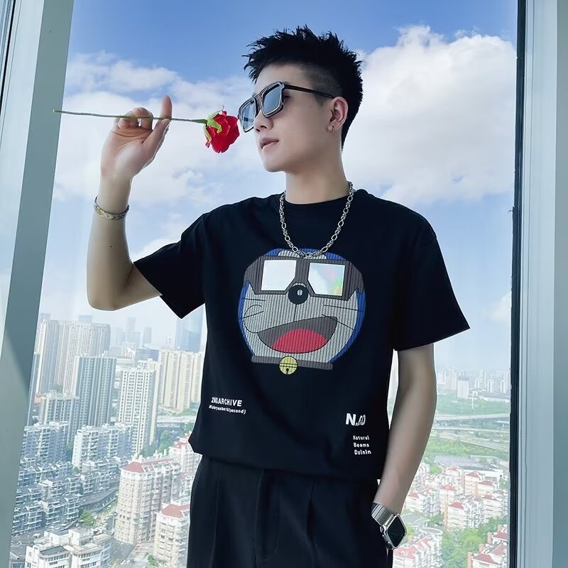 2025 NEW 2025P18, Item No. M89 Long Staple Cotton 230g Black White S-5XL Size new23 ZRCX