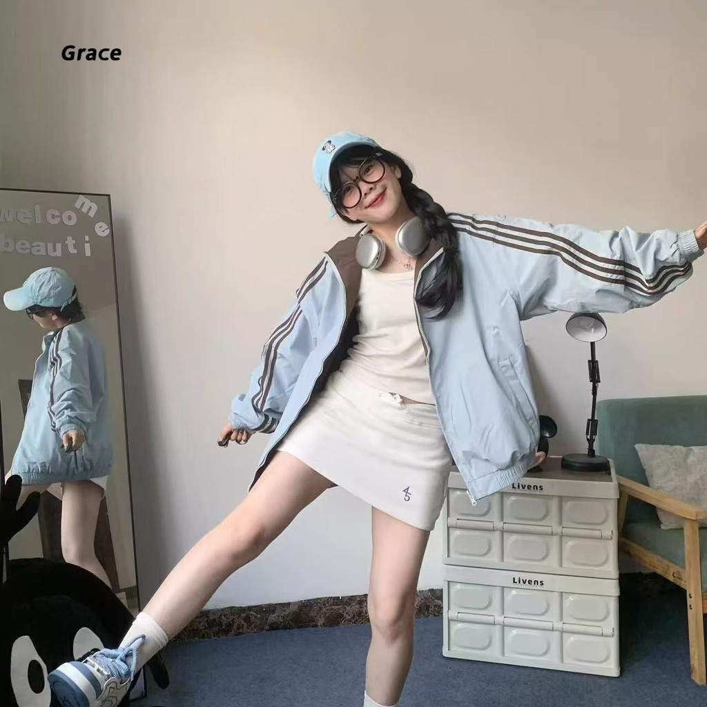 Grace เสื้อแจ็คเก็ตผู้หญิง คอตั้งเย็บสองด้าน สไตล์กีฬาลำลอง GR3486 ราคา ถูกที่สุด ดีลบีเคเค แกลเลอรีภาพที่ 7