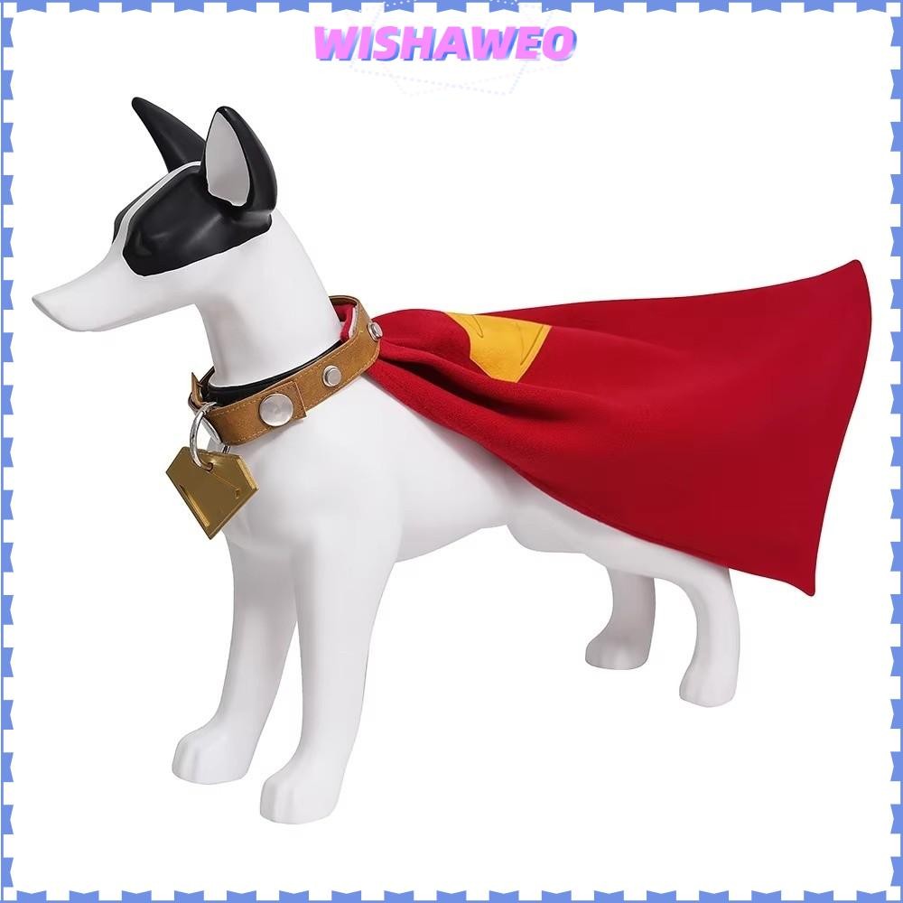 WISHAWEO ชุดสุนัขซูเปอร์ฮีโร่, เสื้อคลุมสีแดงพิมพ์แท็ก Superdog Krypto เครื่องแต่งกาย, เบาะนุ่มเสื้อ