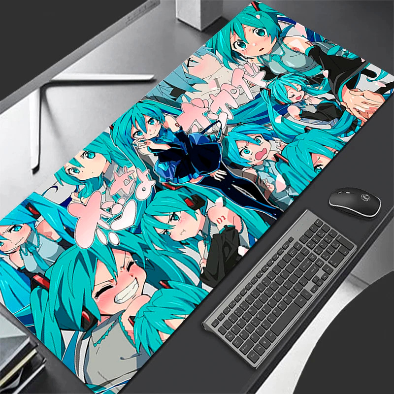 Kawaii สาวการ์ตูนตาราง H-hatsunes M-miku แล็ปท็อป Gaming Mouse Pad ขนาดใหญ่ Deskmat คีย์บอร์ดขยาย An