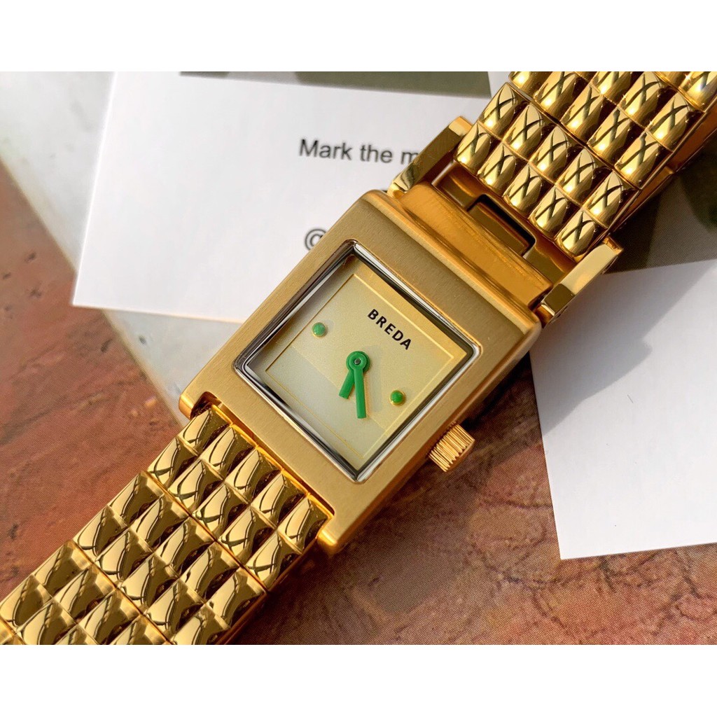 ของแท้ breda นาฬิกาสไตล์ใหม่ Revel Series แฟชั่น Retro Square สายเหล็กกันน้ําหน้าปัดเล็กนาฬิกาหญิง