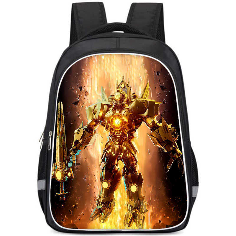 กระเป๋าเป้พิมพ์ลาย Transformers สําหรับเด็กผู้ชาย, Toilet Man vs Surveillance Man กระเป๋านักเรียนสอง