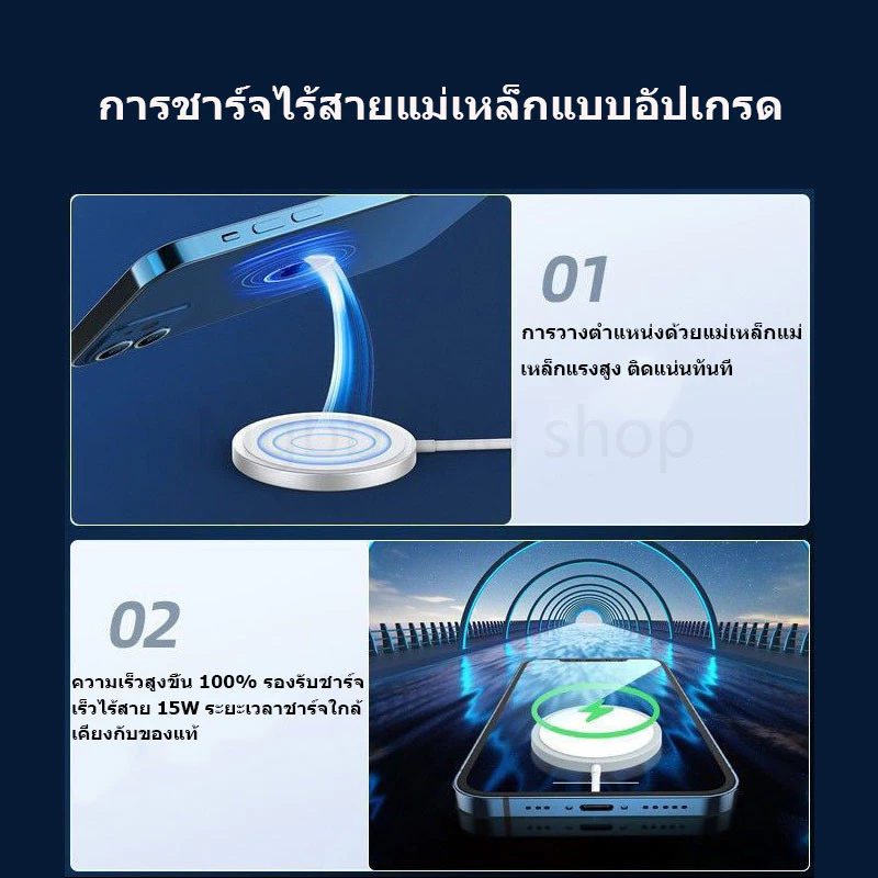 15W สมาร์ทโฟนชาร์จเร็ว, ชาร์จไร้สายความเร็วสูง, ชาร์จไร้สายแบบแม่เหล็ก, ที่ชาร์จมือถือพอร์ต Type-C thumbnail 3