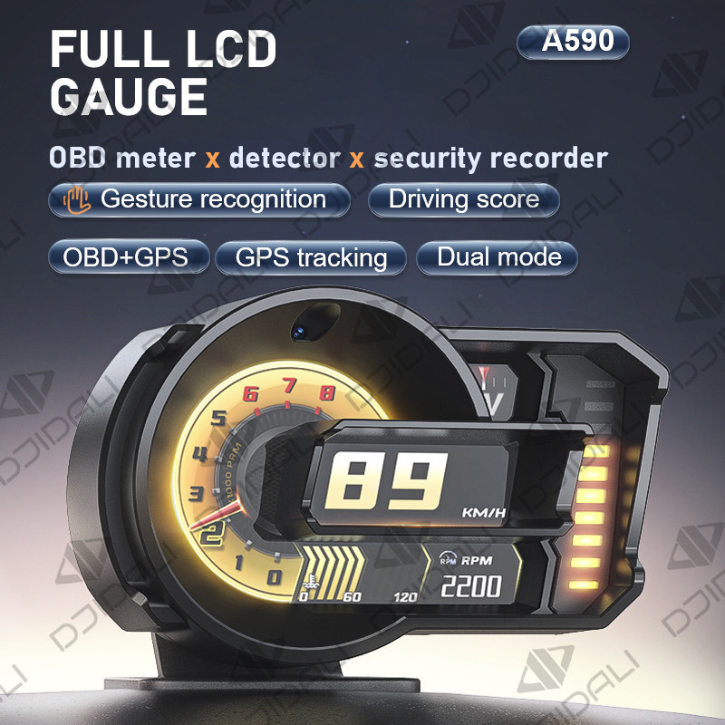 A590 รถ HUD GPS เข็มทิศ Speedometer เครื่องวัดความสูง Slope Meter Alarm เครื่องทดสอบอเนกประสงค์ Univ