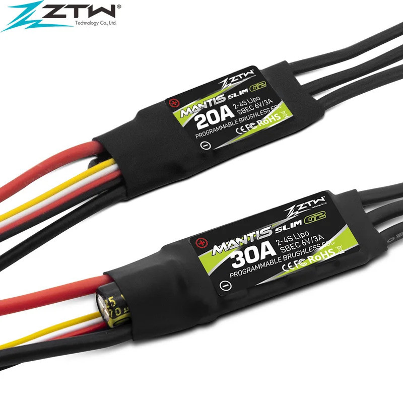 ZTW Mantis Slim 20A/30A ESC G2 SBEC 6V/3A 2-4S 32-Bit Brushless Speed Controller สําหรับ RC เครื่องบ