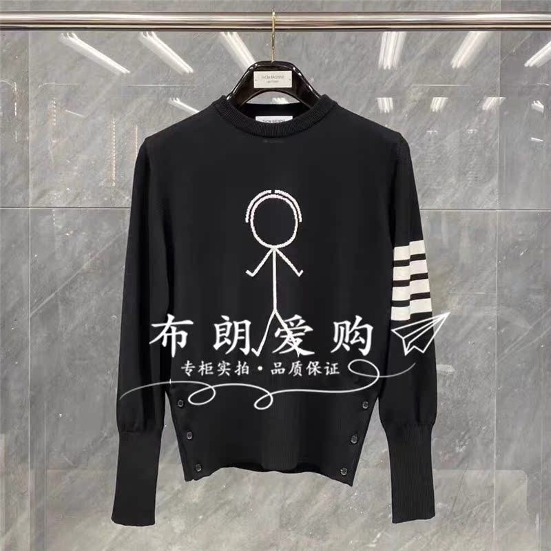 TB Tom ฤดูใบไม้ร่วงรอบคอ Matchman เสื้อกันหนาวเสื้อกันหนาว TB เสื้อกันหนาวผู้ชายผู้หญิงคู่ All-Match