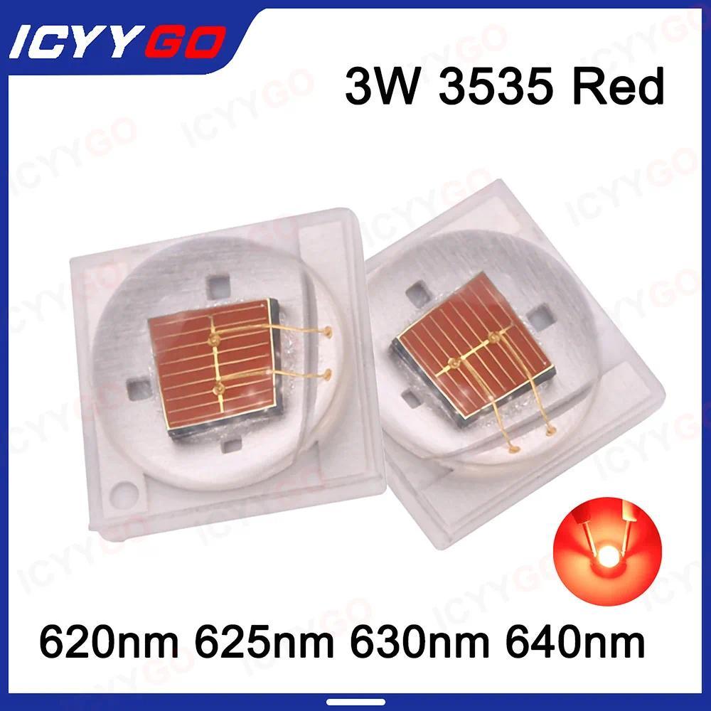 10 PCS 3W สูงเซรามิคโคมไฟลูกปัดสีแดง SMD 3535 เซรามิค 620nm 625nm 630nm 640nm รถ LED โคมไฟลูกปัด